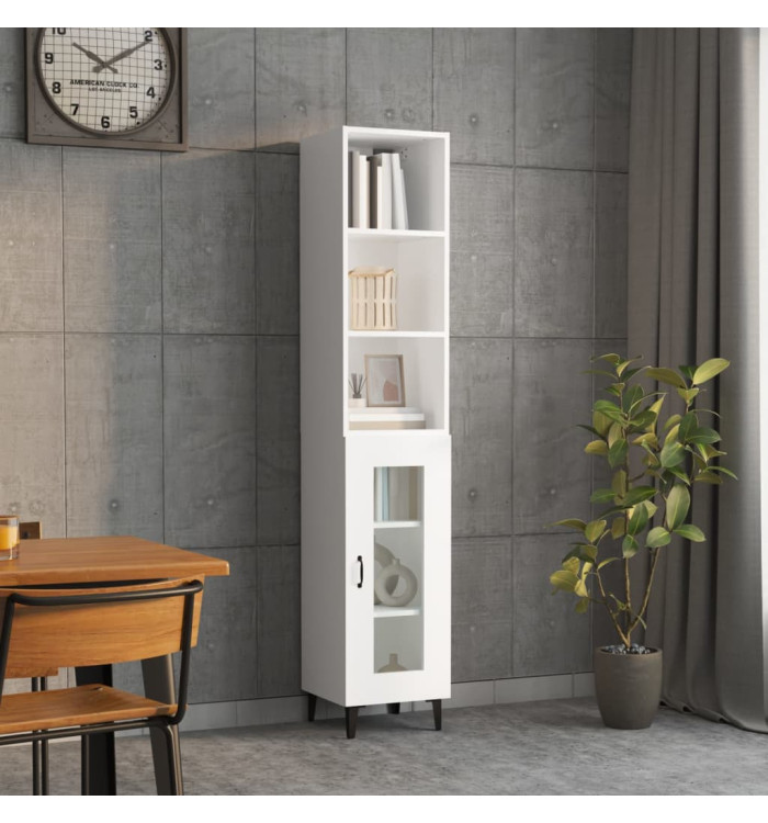 Buffet haut Blanc 34,5x34x180 cm Bois d'ingénierie | Mobilier & Déco