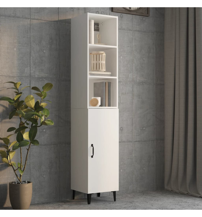 Buffet haut Blanc 34,5x34x180 cm Bois d'ingénierie | Mobilier & Déco