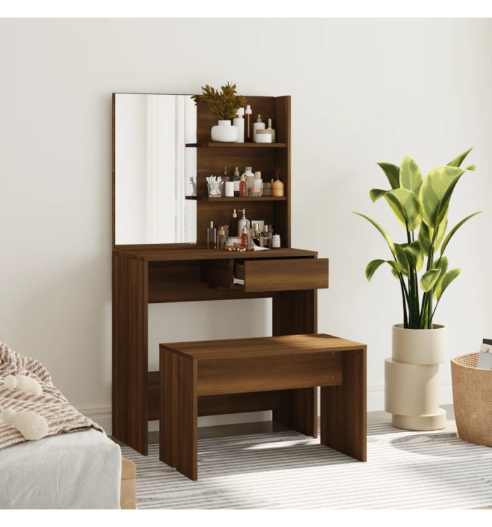 Ensemble de coiffeuse Chêne marron 74,5x40x141 cm | Mobilier & Déco