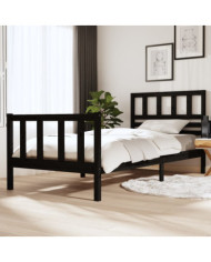 Cadre de lit sans matelas noir bois massif 100x200 cm | Mobilier & Déco