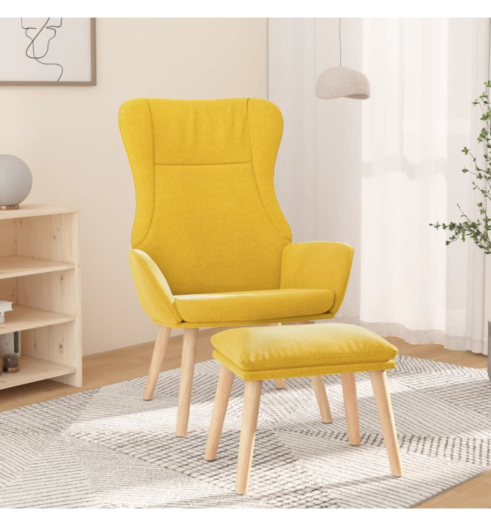 Chaise de relaxation avec repose-pied Jaune moutarde Tissu | Mobilier & Déco