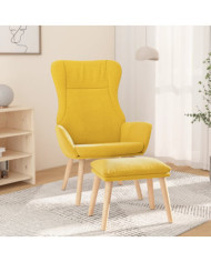 Chaise de relaxation avec repose-pied Jaune moutarde Tissu | Mobilier & Déco
