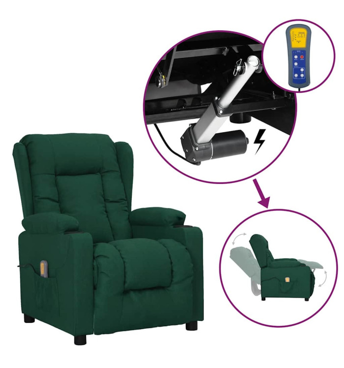 Fauteuil de massage Vert foncé Tissu | Mobilier & Déco
