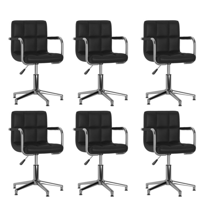 Chaises pivotantes à manger lot de 6 noir similicuir | Mobilier & Déco