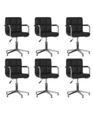Chaises pivotantes à manger lot de 6 noir similicuir | Mobilier & Déco
