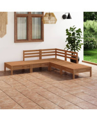Salon de jardin 5 pcs Bois de pin massif Marron miel | Mobilier & Déco