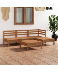 Salon de jardin 5 pcs Bois de pin massif Marron miel | Mobilier & Déco