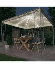 Tonnelle avec guirlande lumineuse à LED 300x300 cm Crème | Mobilier & Déco