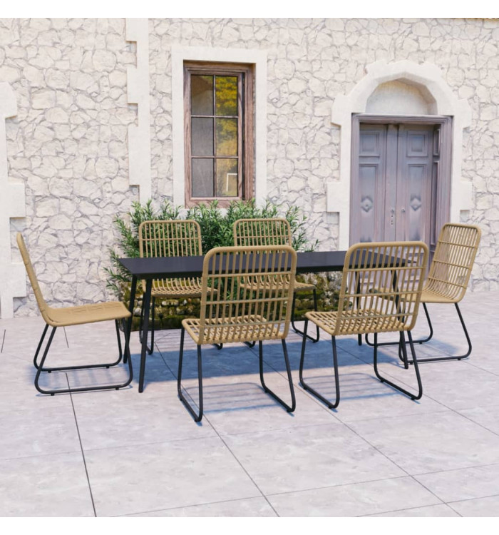 Ensemble à manger d'extérieur 7 pcs résine tressée et verre | Mobilier & Déco