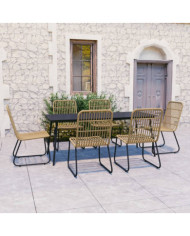 Ensemble à manger d'extérieur 7 pcs résine tressée et verre | Mobilier & Déco