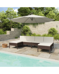 Salon de jardin 6 pcs avec coussins Résine tressée Marron | Mobilier & Déco