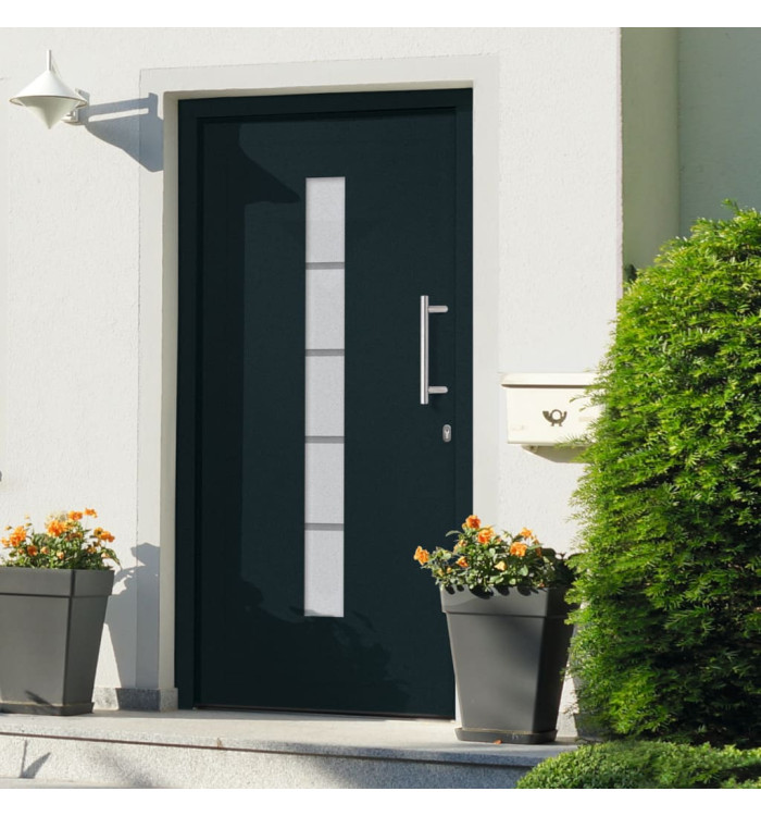 Porte d'entrée Aluminium et PVC Anthracite 110x210 cm | Mobilier & Déco