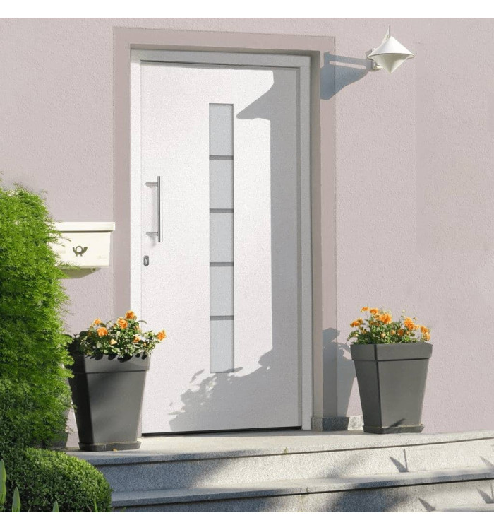Porte d'entrée Aluminium et PVC Blanc 100x200 cm | Mobilier & Déco