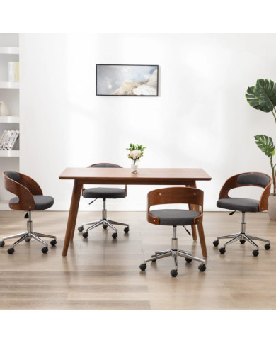 Chaises pivotantes à manger lot de 4 gris bois courbé et tissu | Mobilier & Déco