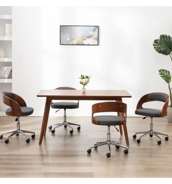 Chaises pivotantes à manger lot de 4 gris bois courbé et tissu | Mobilier & Déco