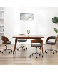 Chaises pivotantes à manger lot de 4 gris bois courbé et tissu | Mobilier & Déco