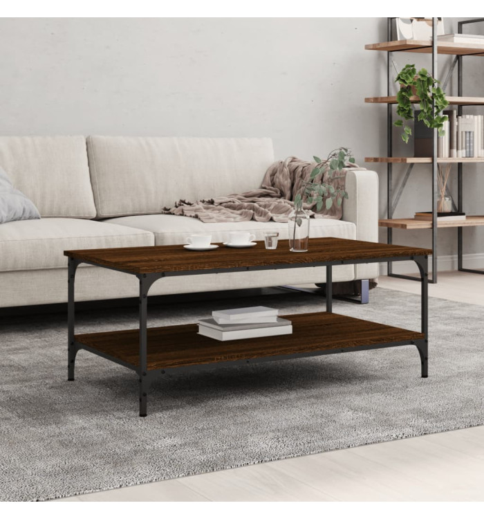 Table basse chêne marron 100x55x40 cm bois d'ingénierie | Mobilier & Déco
