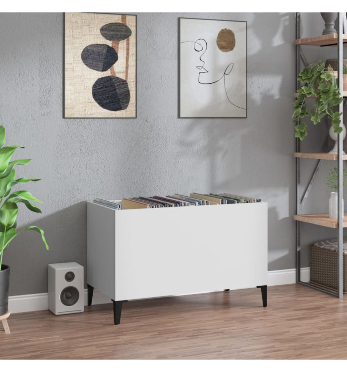 Armoire à disques blanc 74,5x38x48 cm bois d'ingénierie | Mobilier & Déco