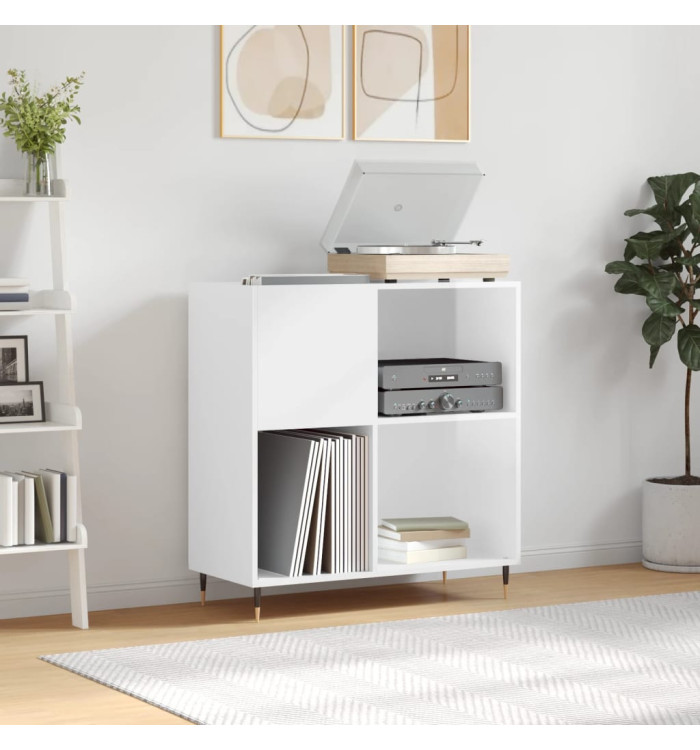 Armoire à disques blanc brillant 84,5x38x89cm bois d'ingénierie | Mobilier & Déco
