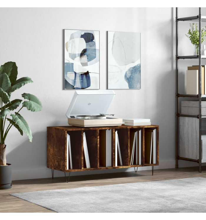 Armoire à disques chêne fumé 100x38x48 cm bois d'ingénierie | Mobilier & Déco