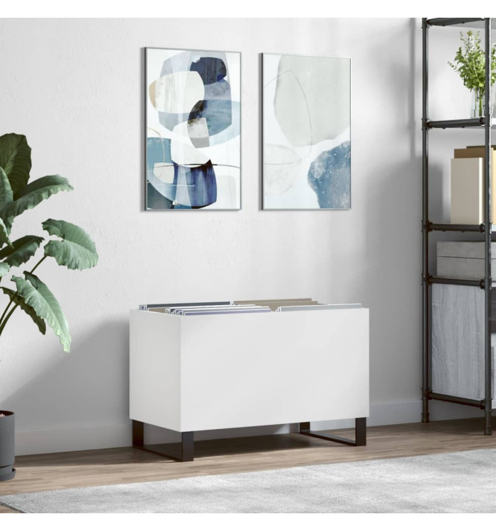 Armoire à disques blanc 74,5x38x48 cm bois d'ingénierie | Mobilier & Déco