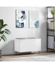 Armoire à disques blanc brillant 74,5x38x48cm bois d'ingénierie | Mobilier & Déco