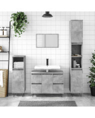 Armoire salle de bain gris béton 80x33x60cm bois d'ingénierie | Mobilier & Déco