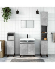 Armoire de bain gris béton 58x33x60 cm bois d'ingénierie | Mobilier & Déco