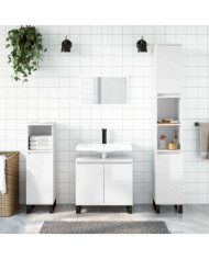 Armoire de bain blanc brillant 58x33x60 cm bois d'ingénierie | Mobilier & Déco