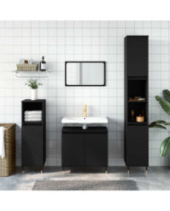 Armoire de salle de bain noir 58x33x60 cm bois d'ingénierie | Mobilier & Déco