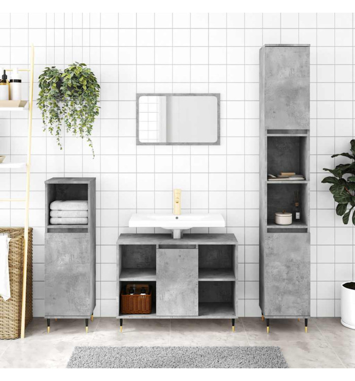 Armoire de salle de bain gris béton 30x30x100 cm | Mobilier & Déco