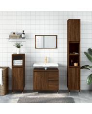 Armoire de bain chêne marron 30x30x190 cm bois d'ingénierie | Mobilier & Déco