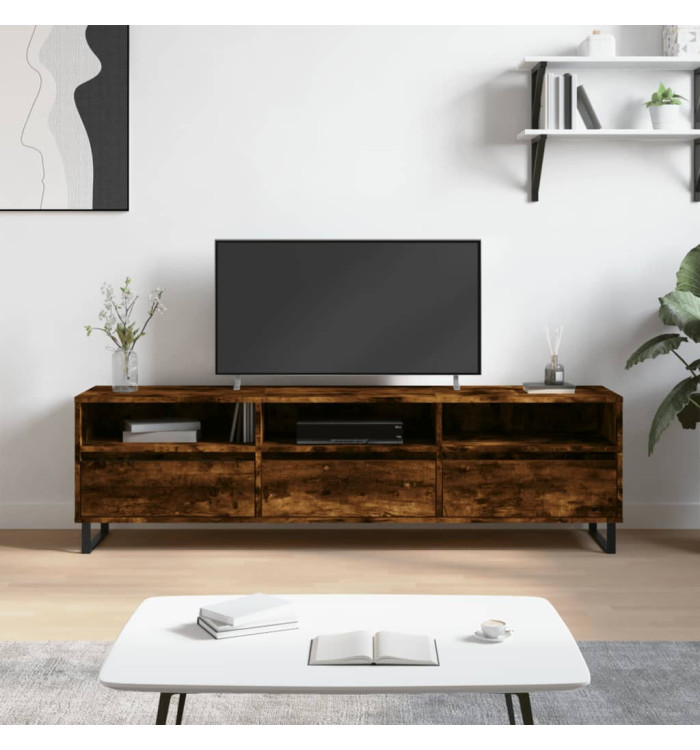 Meuble TV chêne fumé 150x30x44,5 cm bois d'ingénierie | Mobilier & Déco