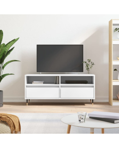 Meuble TV blanc 100x34,5x44,5 cm bois d'ingénierie | Mobilier & Déco