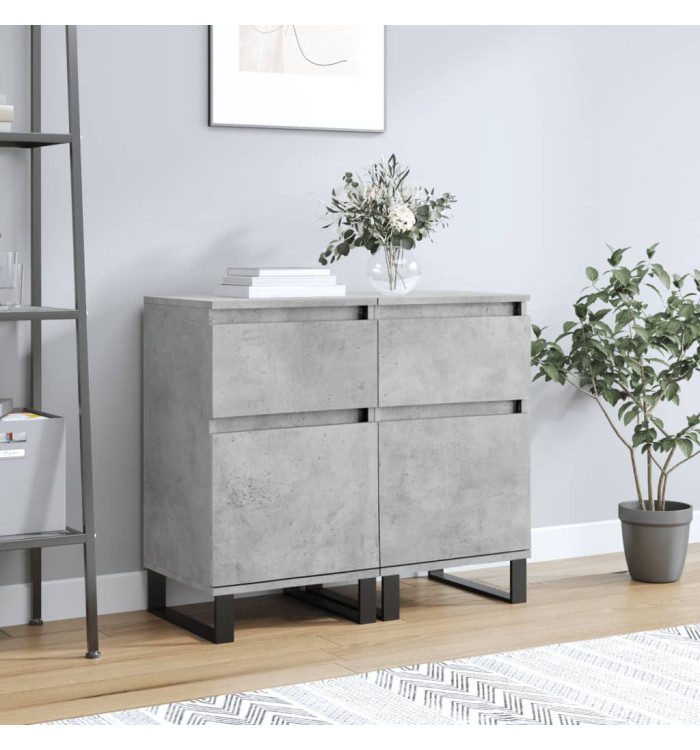 Buffets 2 pcs gris béton 40x35x70 cm bois d'ingénierie | Mobilier & Déco