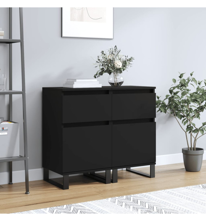 Buffets 2 pcs noir 40x35x70 cm bois d’ingénierie | Mobilier & Déco