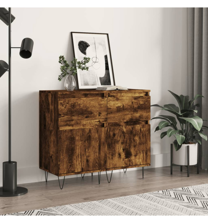 Buffets 2 pcs chêne fumé 40x35x70 cm bois d'ingénierie | Mobilier & Déco