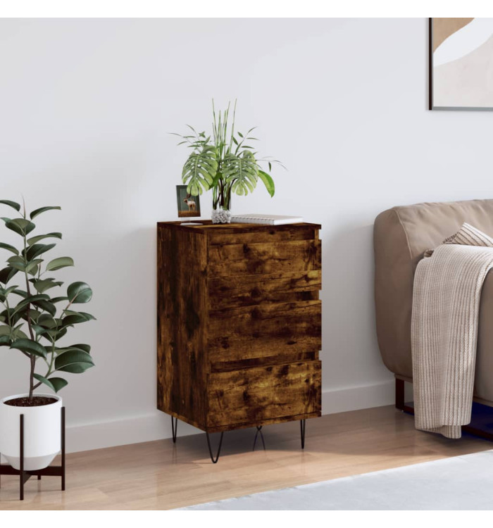 Buffet chêne fumé 40x35x70 cm bois d'ingénierie | Mobilier & Déco