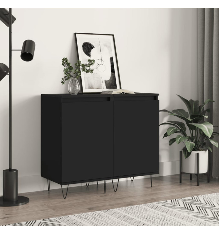 Buffets 2 pcs noir 40x35x70 cm bois d’ingénierie | Mobilier & Déco