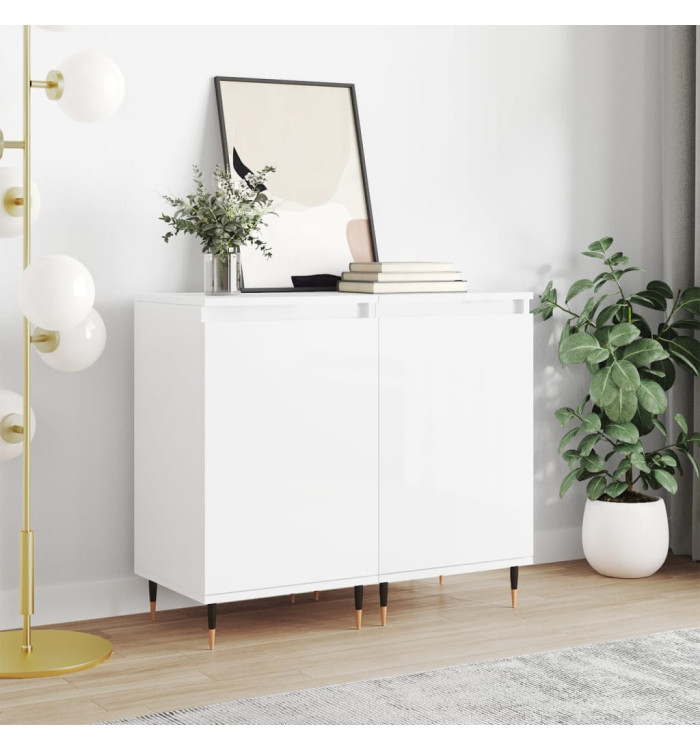 Buffets 2 pcs blanc brillant 40x35x70 cm bois d'ingénierie | Mobilier & Déco