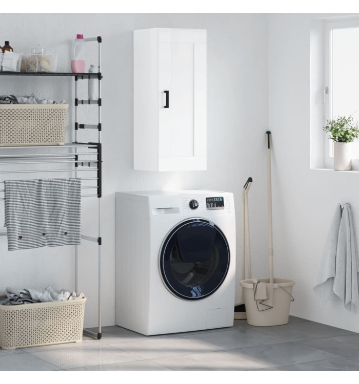 Armoire murale blanc brillant 34,5x34x90 cm bois d'ingénierie | Mobilier & Déco