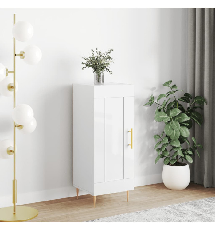 Buffet Blanc brillant 34,5x34x90 cm Bois d'ingénierie | Mobilier & Déco
