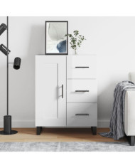 Buffet Blanc brillant 69,5x34x90 cm Bois d'ingénierie | Mobilier & Déco