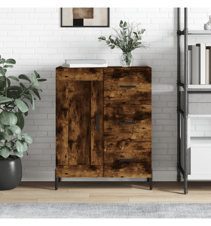 Buffet chêne fumé 69,5x34x90 cm bois d'ingénierie | Mobilier & Déco