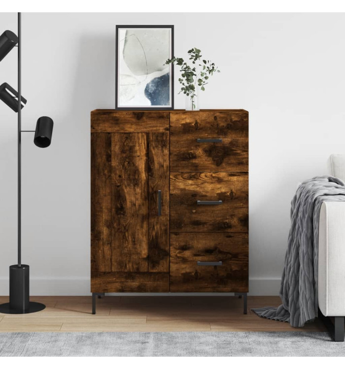Buffet chêne fumé 69,5x34x90 cm bois d'ingénierie | Mobilier & Déco