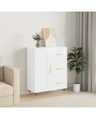 Buffet Blanc brillant 69,5x34x90 cm Bois d'ingénierie | Mobilier & Déco