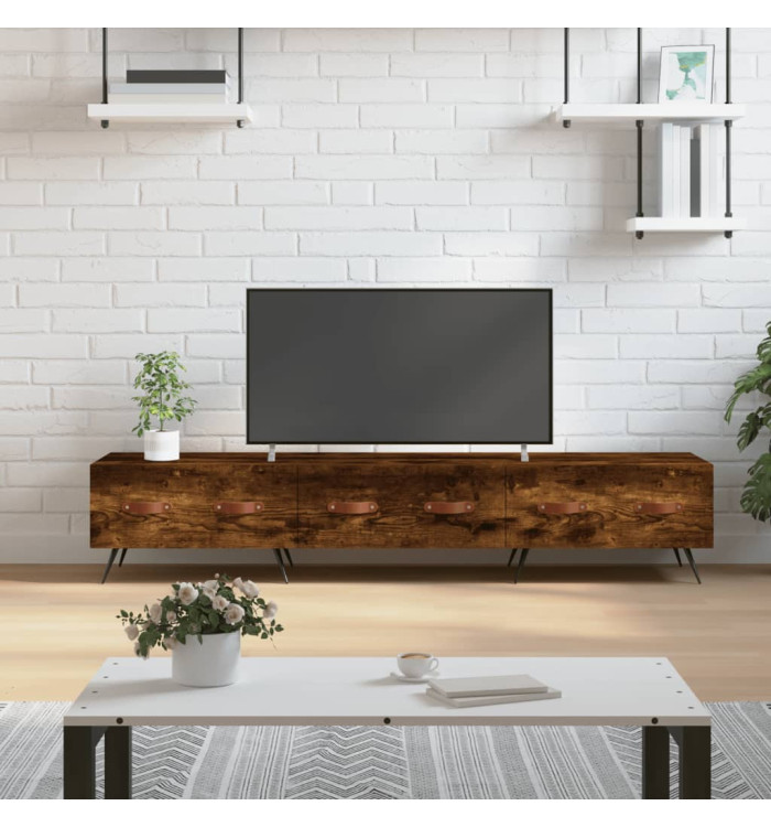 Meuble TV chêne fumé 150x36x30 cm bois d'ingénierie | Mobilier & Déco