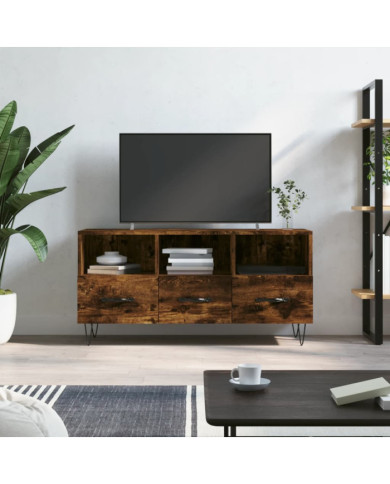 Meuble TV chêne fumé 102x36x50 cm bois d'ingénierie | Mobilier & Déco