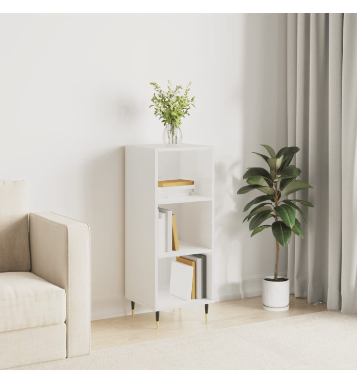 Buffet blanc brillant 34,5x32,5x90 cm bois d'ingénierie | Mobilier & Déco
