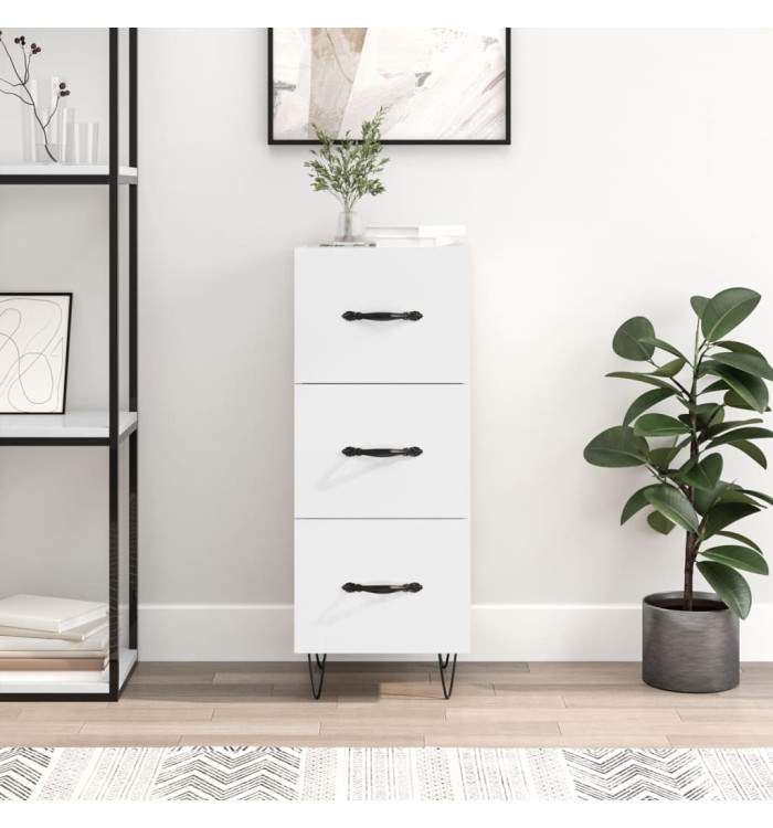 Buffet Blanc brillant 34,5x34x90 cm Bois d'ingénierie | Mobilier & Déco